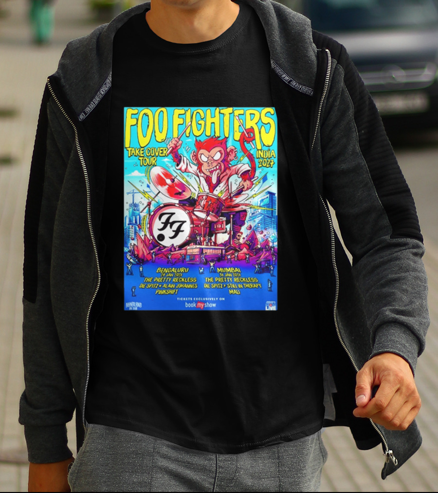 Foo Fighters Take Cover Tour India 2027 Bengaluru Mumbai The Pretty Reckless Die Spitz Alain Johannes Punkshit Still In Therapy Mali January 29 31 T-Shirt