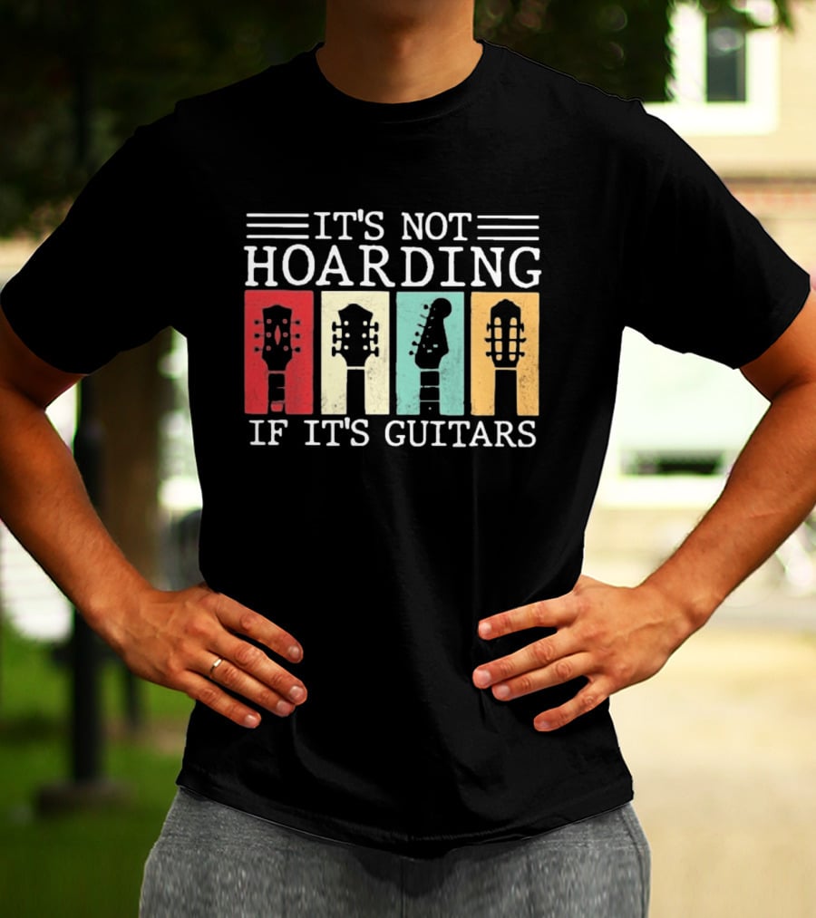 It's Not Hoarding If It's Guitars Headstock Collage T-Shirt