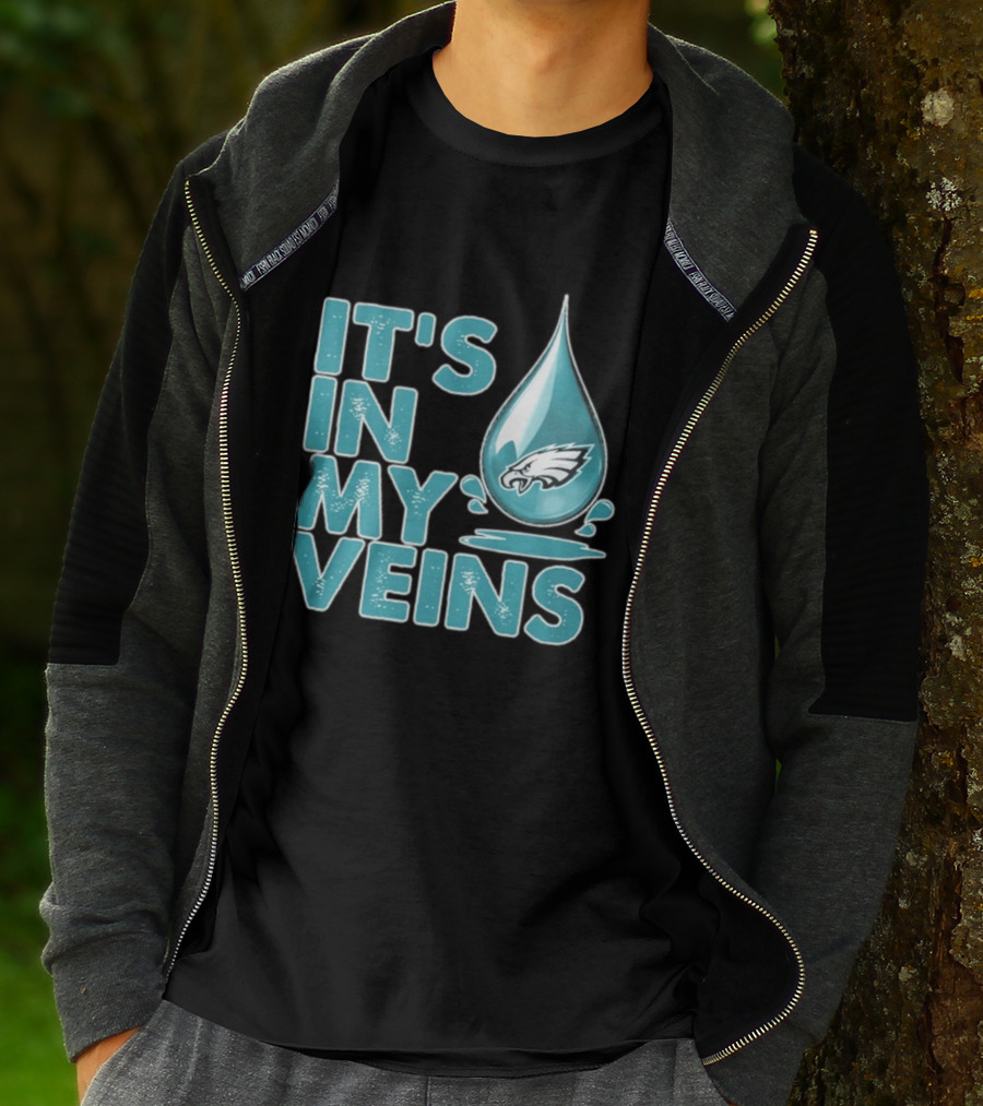 Philadelphia Eagles It's In My Veins Dripping Logo Fan Pride T-Shirt