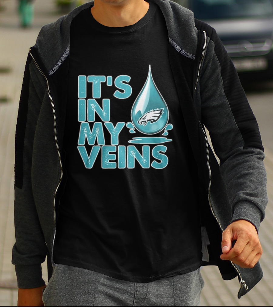 Philadelphia Eagles It's In My Veins Dripping Logo Fan Pride T-Shirt