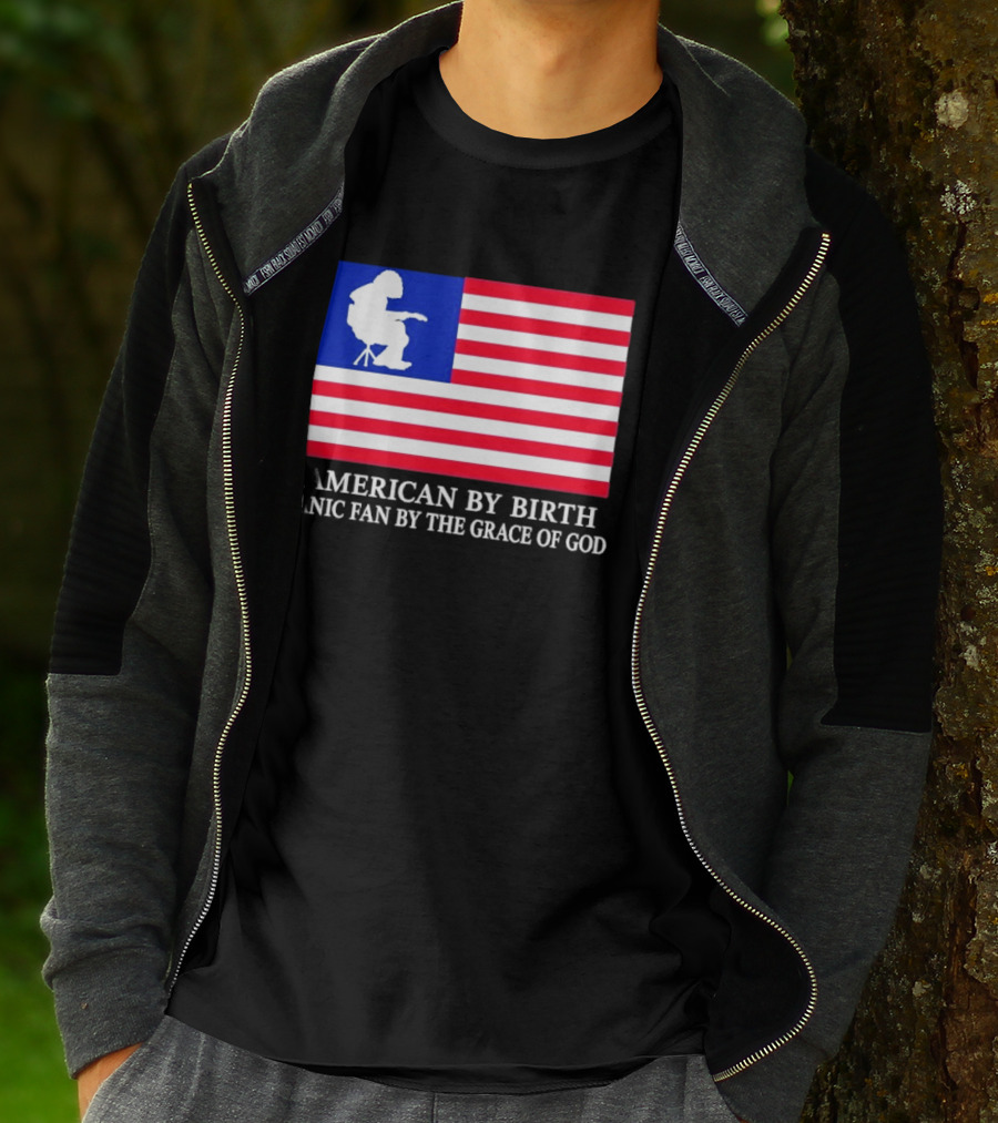 American By Birth Panic Fan By The Grace Of God Flag Chair T-Shirt
