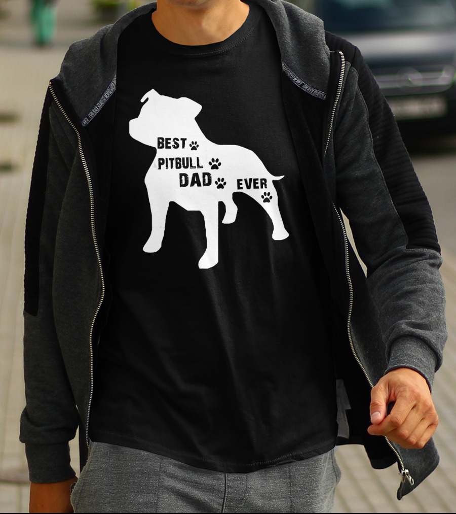 Best Pitbull Dog Dad Ever Paw Prints T-Shirt