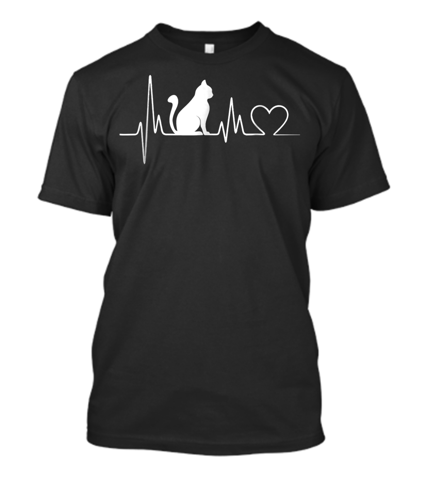 Cat Heartbeat With Heart Outline And Cat T-Shirt