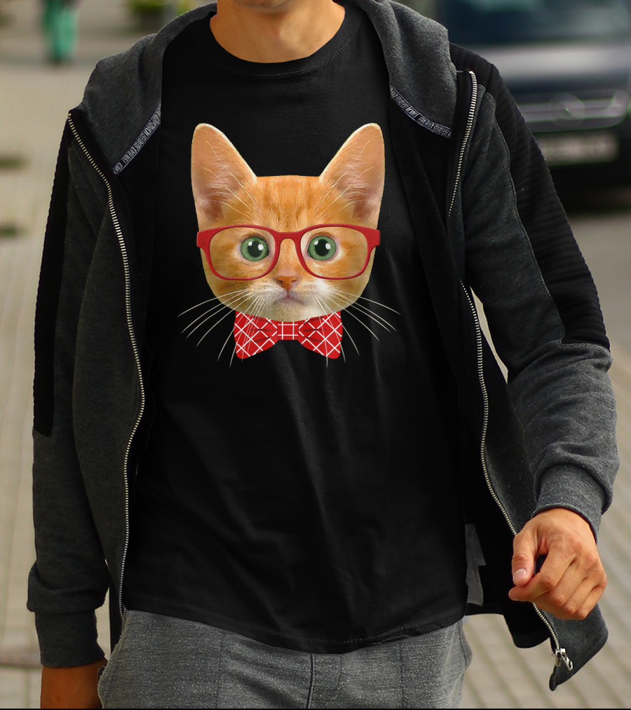 Tabby Cat Lover Orange Hipster Glasses Kitty Mama T-Shirt