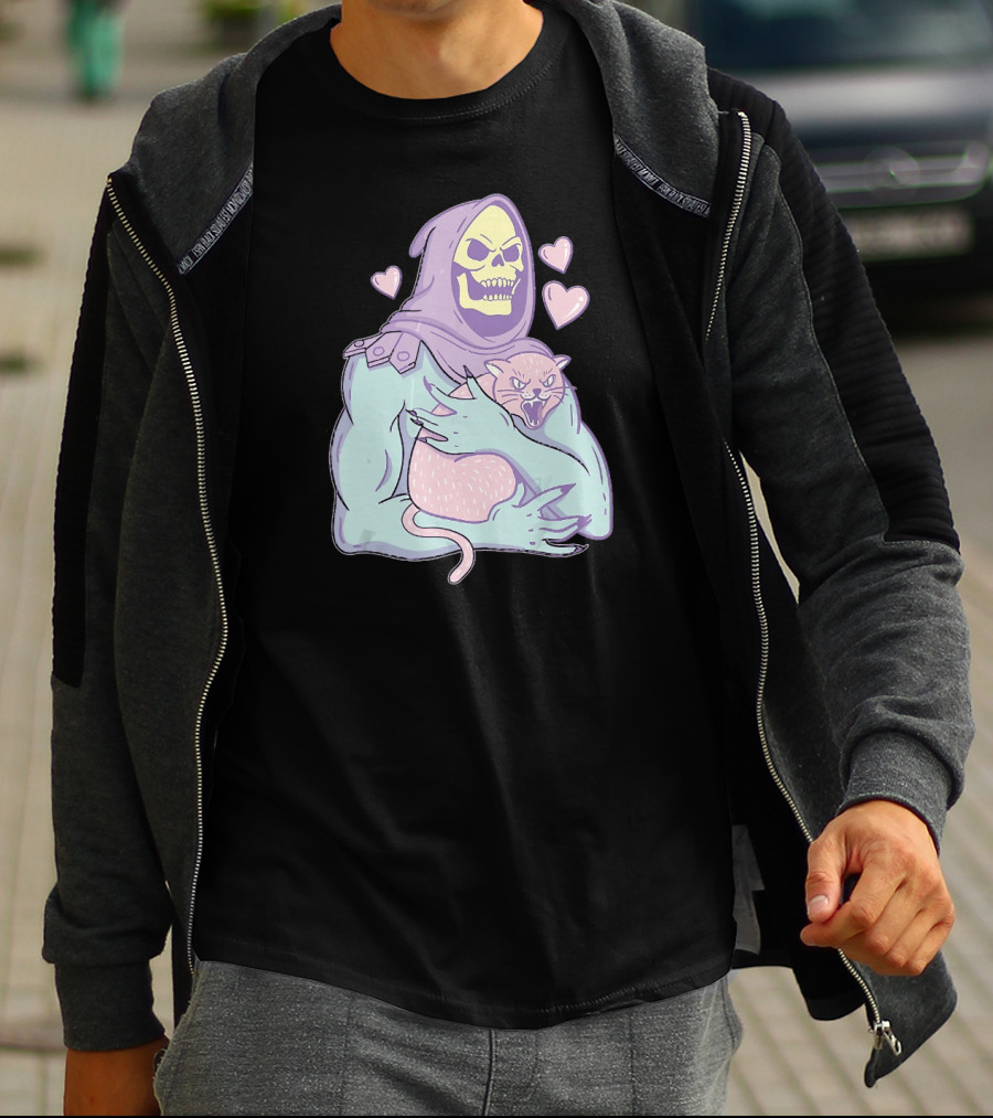 Bones Love Cat Cool Hearts Emojii T-Shirt