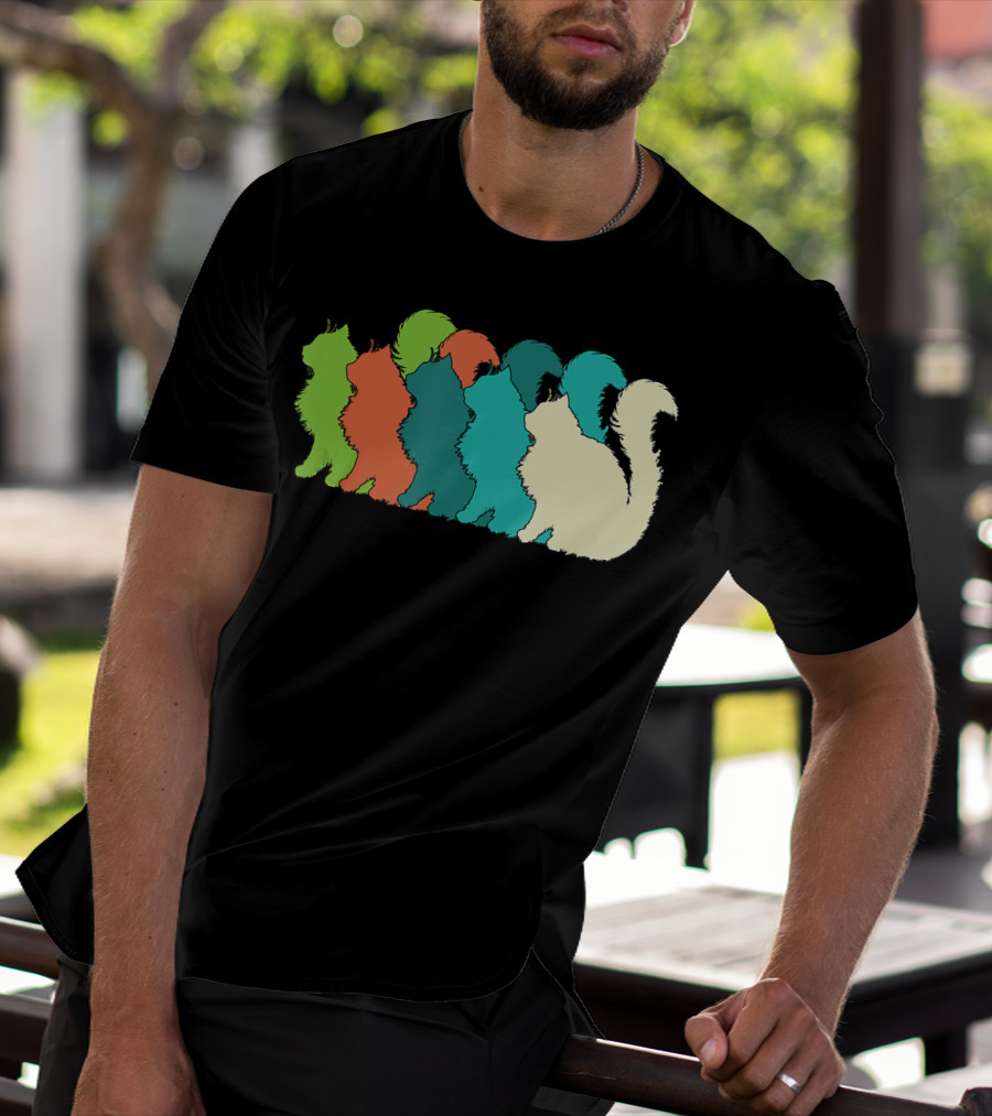 Cat Silhouettes For The Love Of Cats Womens Girls Cat Lover T-Shirt