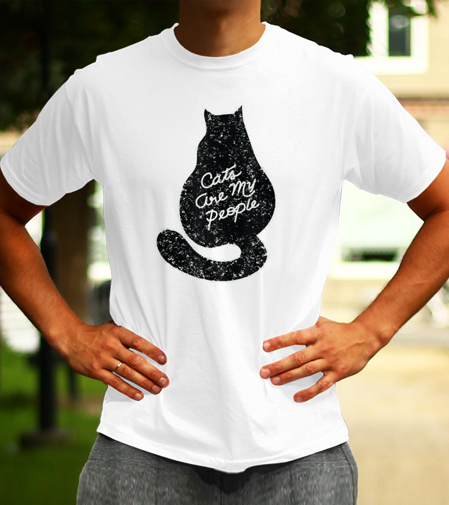 Cats Are My People Silhouette Back View Sketch T-Shirt