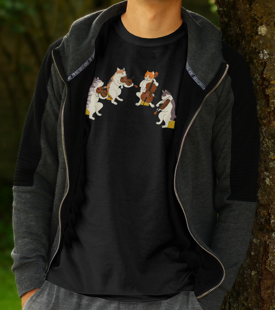 Playful Cats Orchestra Violin Cello Music Cat Lover T-Shirt