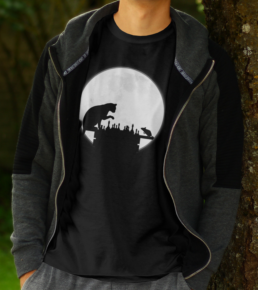 The Chess Match Of Cat And Mouse Under The Full Moon T-Shirt