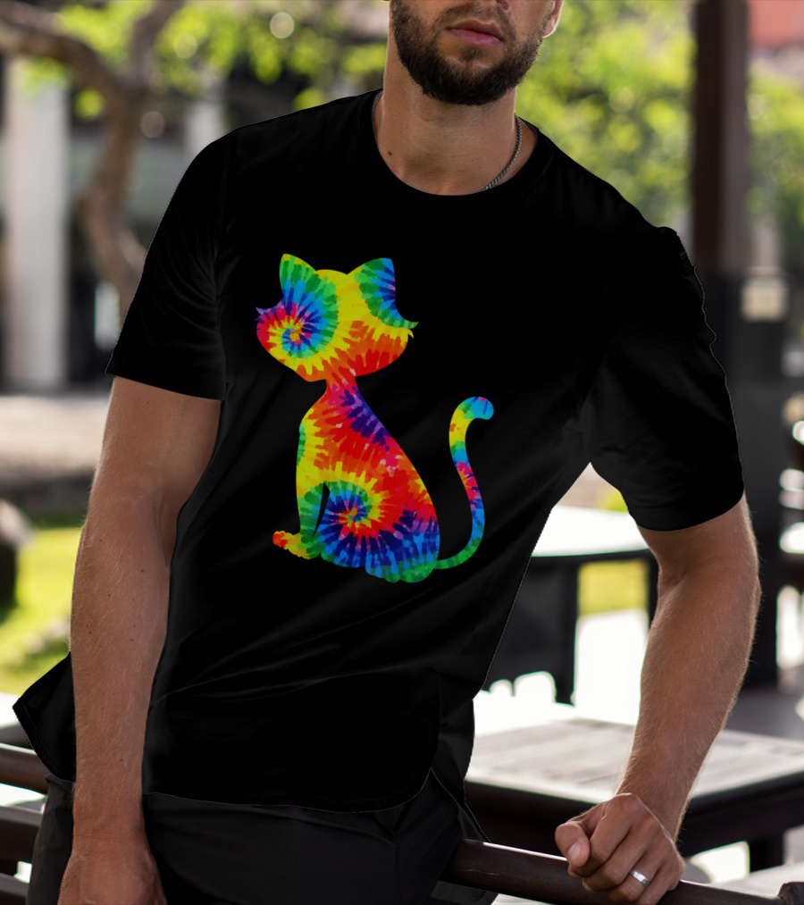 Tie Dye Colorful Kitten Cat Spiral T-Shirt