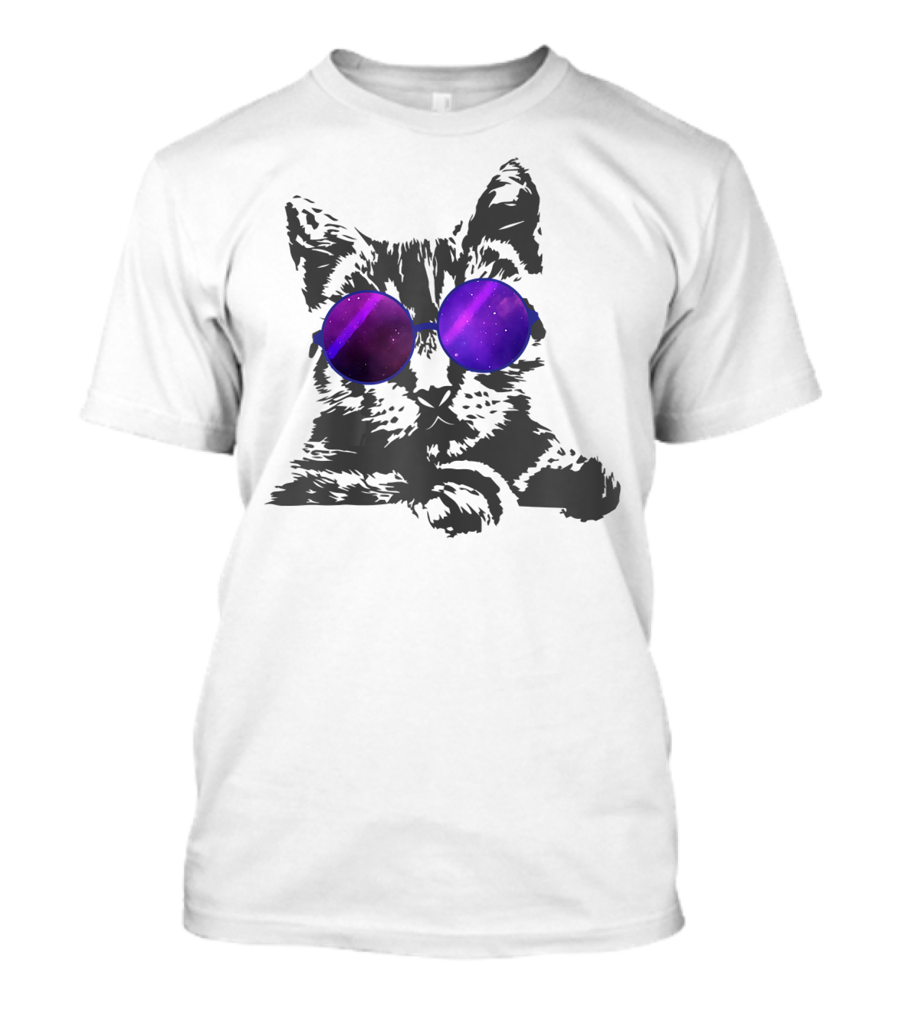 Cool Cat With Cosmic Round Sunglasses For Cat Lover T-Shirt