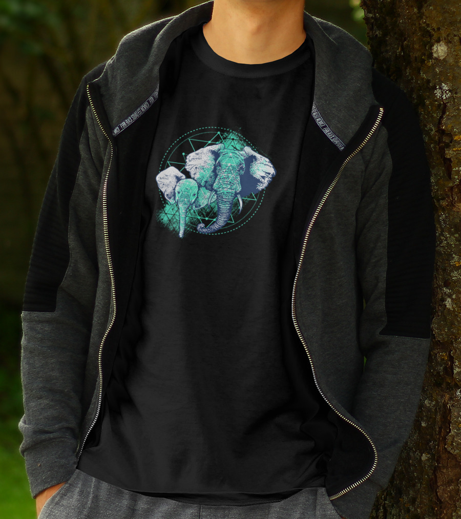 Magic Elephant Geometric Triangles T-Shirt