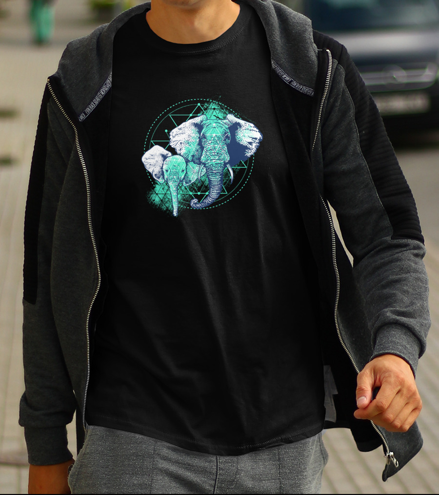 Magic Elephant Geometric Triangles T-Shirt