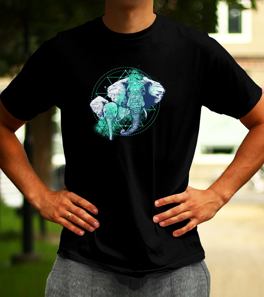 Magic Elephant Geometric Triangles T-Shirt