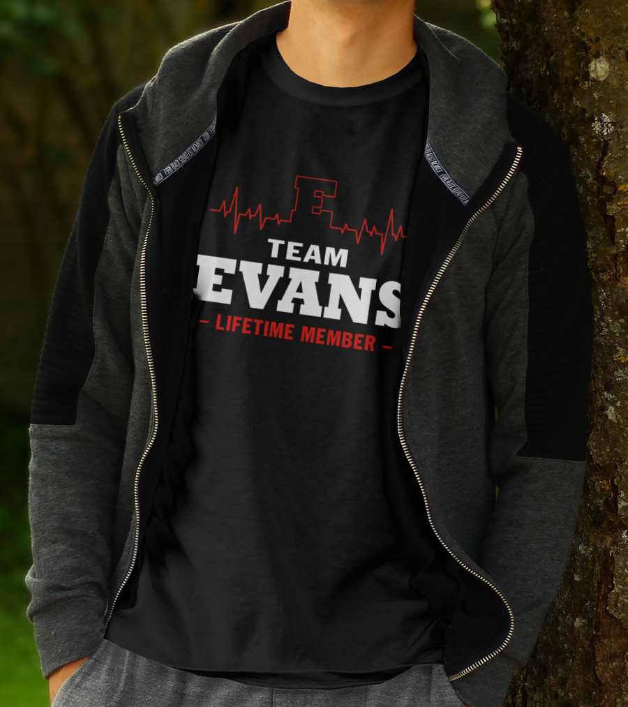 Team Evans Lifetime Member EKG Heartbeat T-Shirt