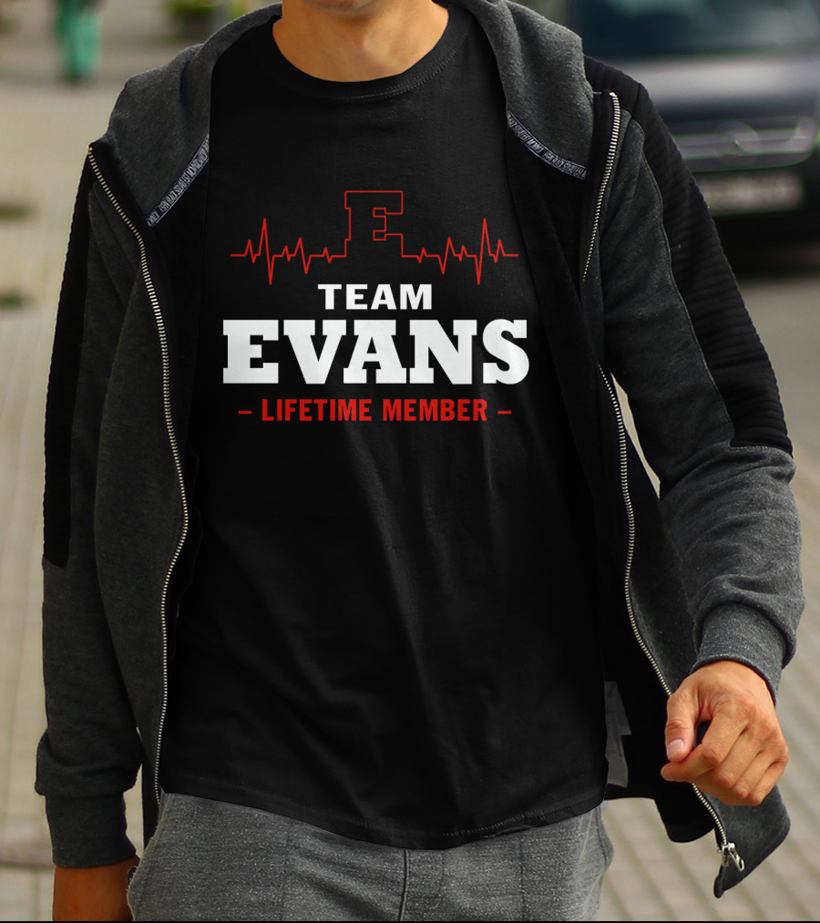Team Evans Lifetime Member EKG Heartbeat T-Shirt