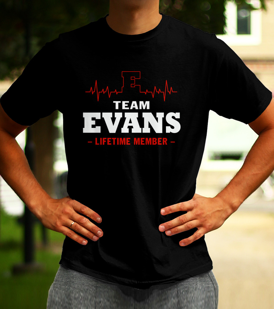 Team Evans Lifetime Member EKG Heartbeat T-Shirt