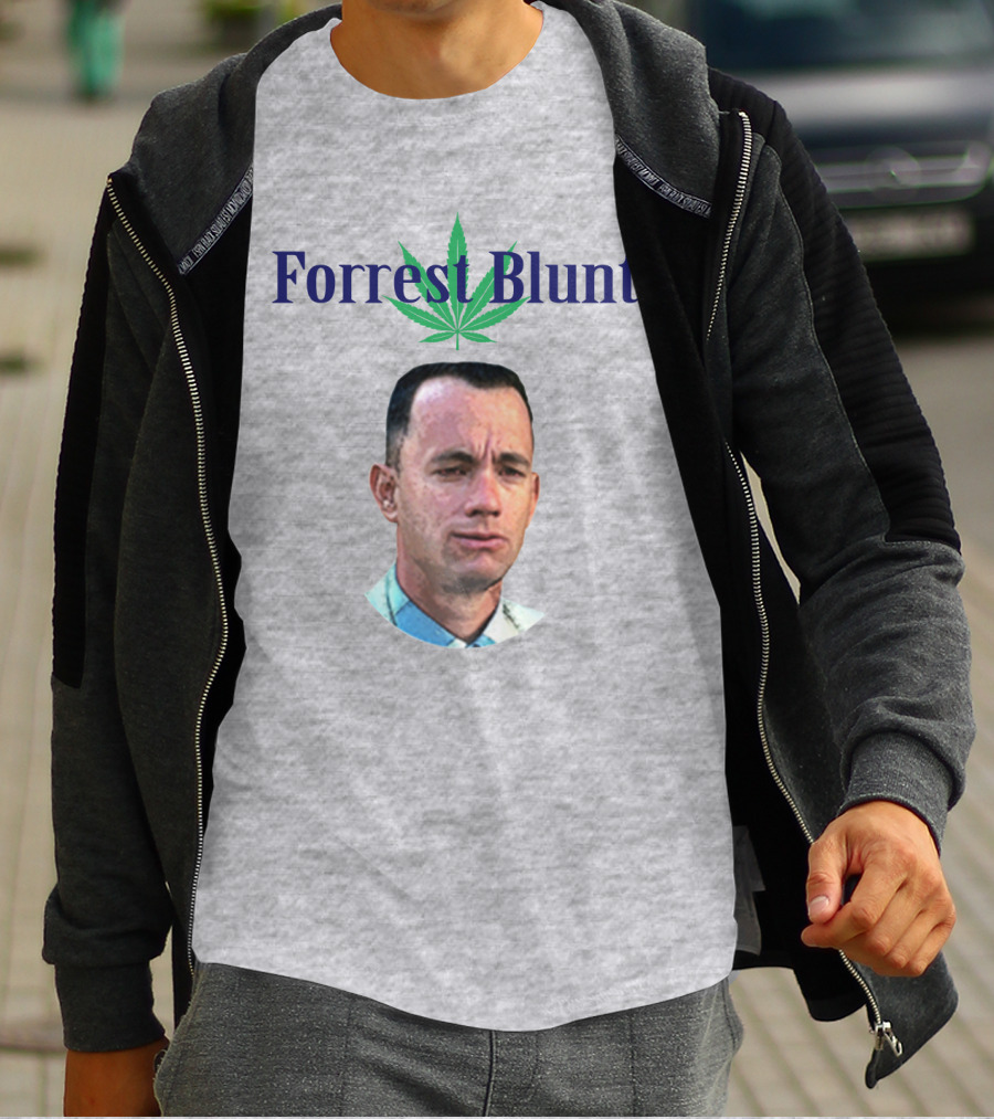 Forrest Blunt Tom Hanks Movie Mashup With Cannabis Leaf T-Shirt
