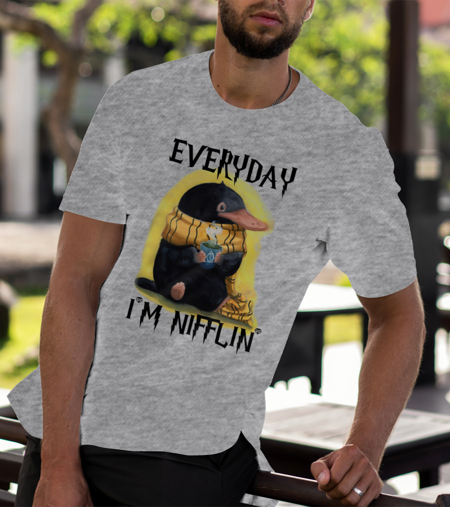 Everyday I'm Nifflin' Magical Creature With Scarf And Tea Cup T-Shirt