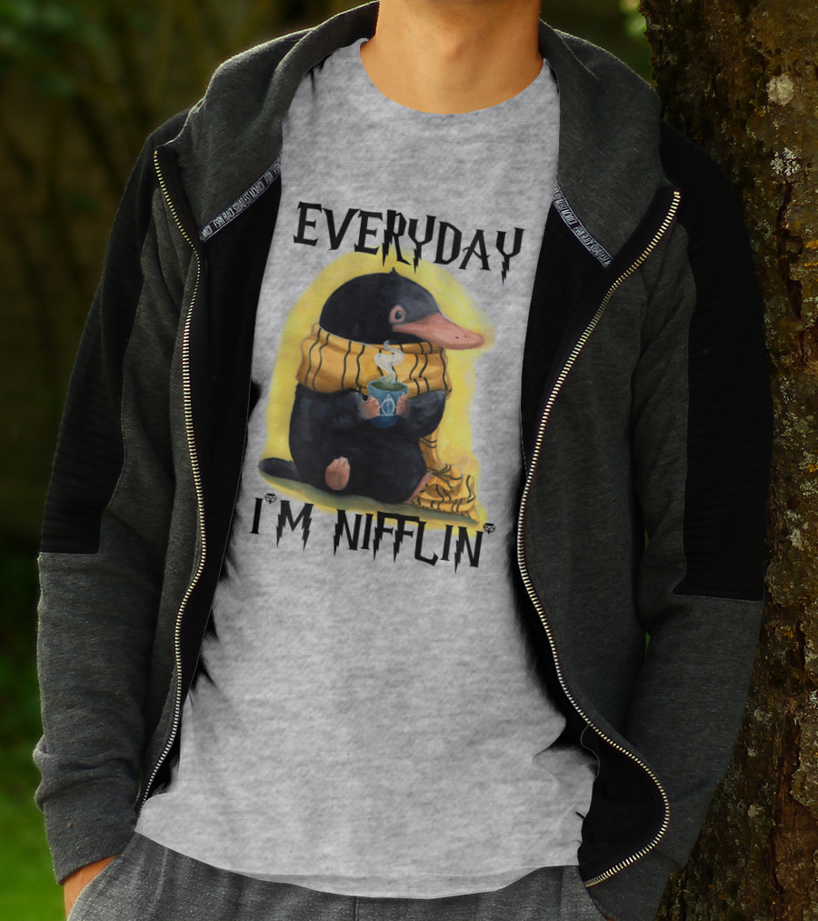 Everyday I'm Nifflin' Magical Creature With Scarf And Tea Cup T-Shirt