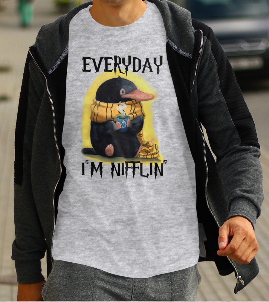 Everyday I'm Nifflin' Magical Creature With Scarf And Tea Cup T-Shirt