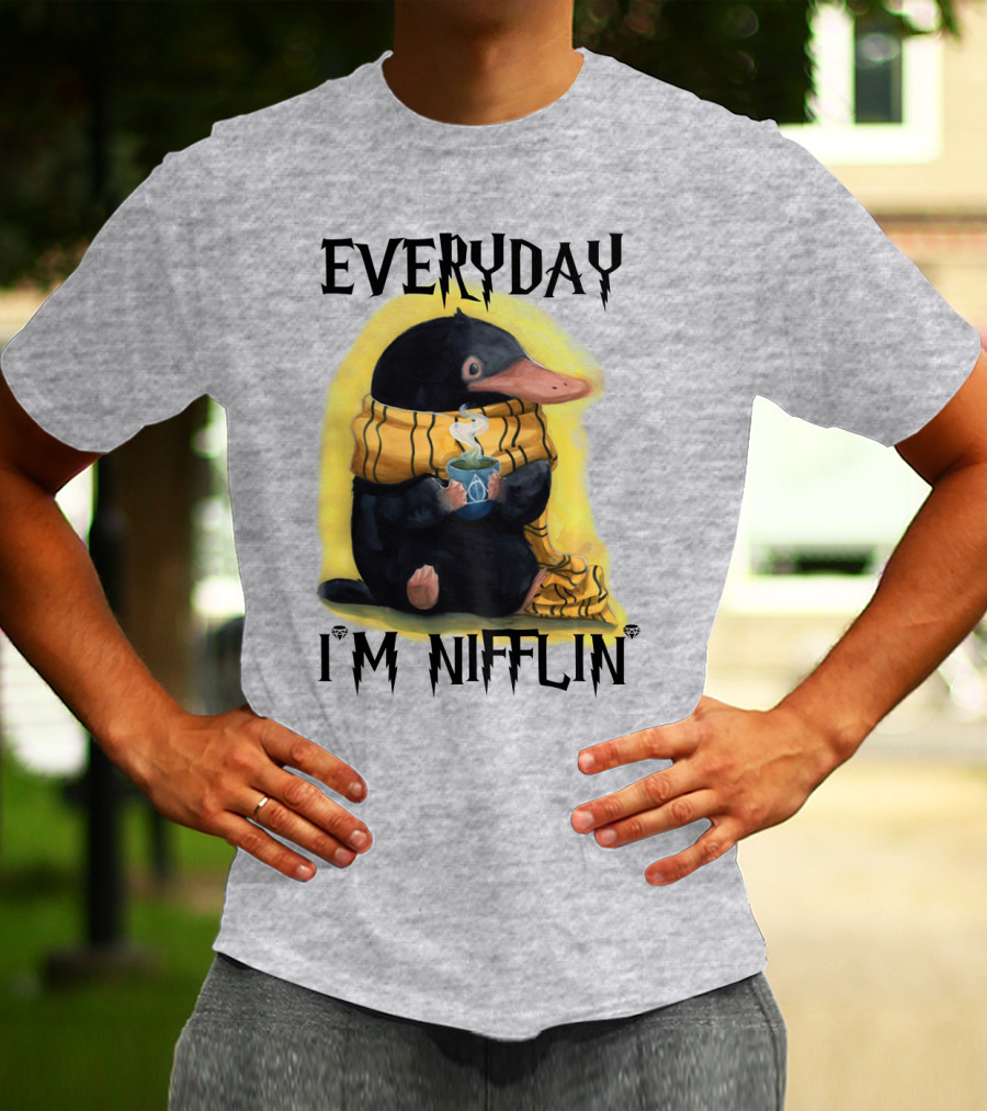 Everyday I'm Nifflin' Magical Creature With Scarf And Tea Cup T-Shirt