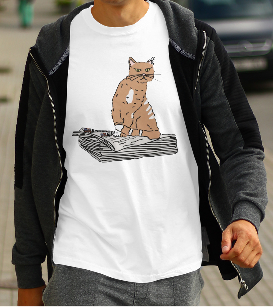 New York Post Cat On Newspaper Stack T-Shirt