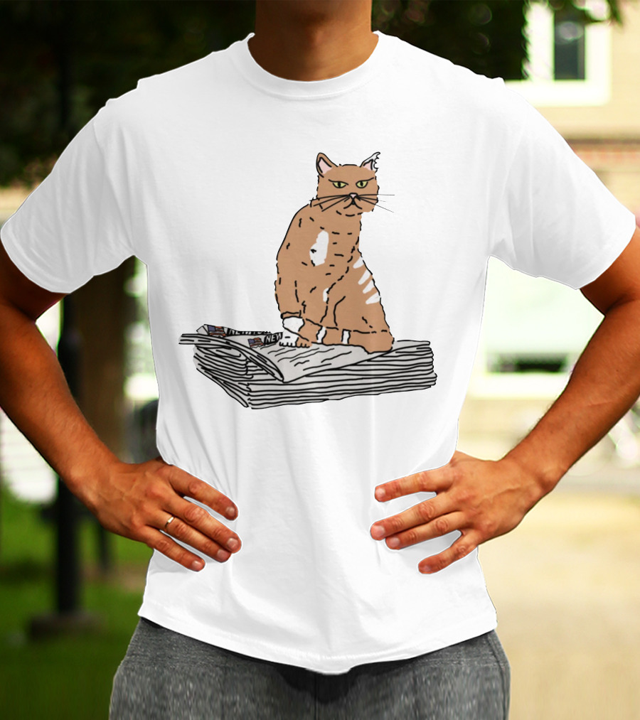 New York Post Cat On Newspaper Stack T-Shirt