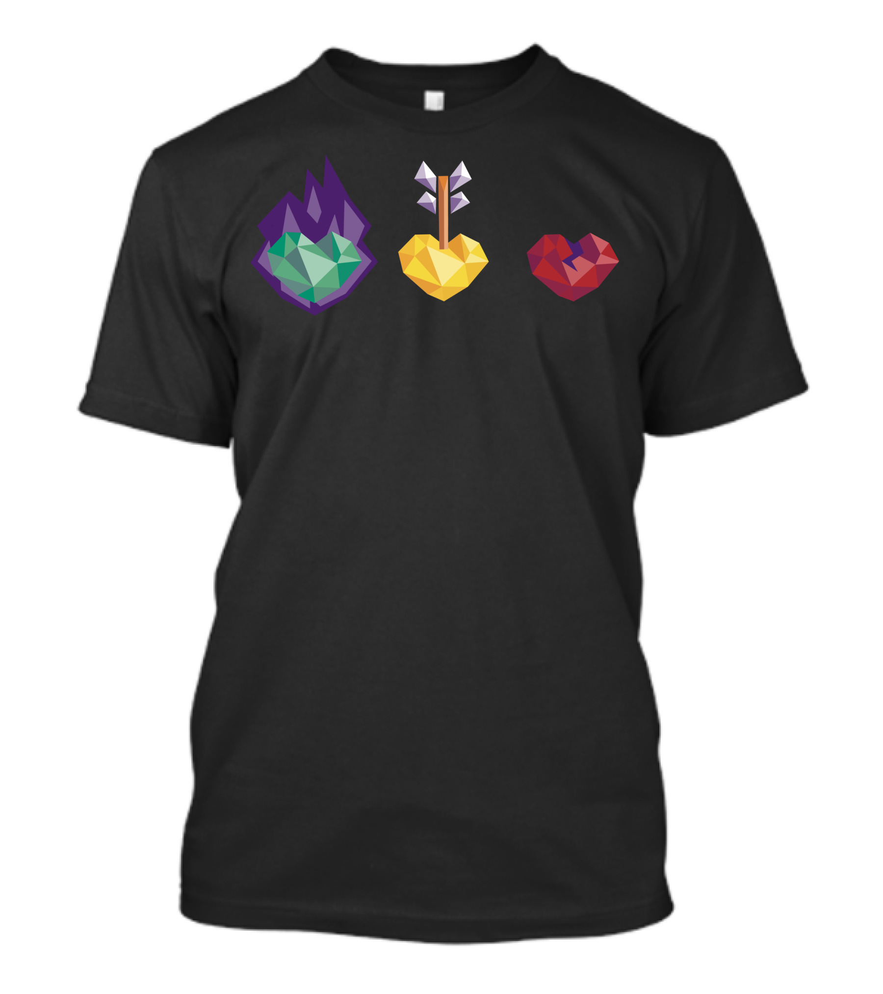 Polygon Heart Trio With Fire Arrow And Crack T-Shirt