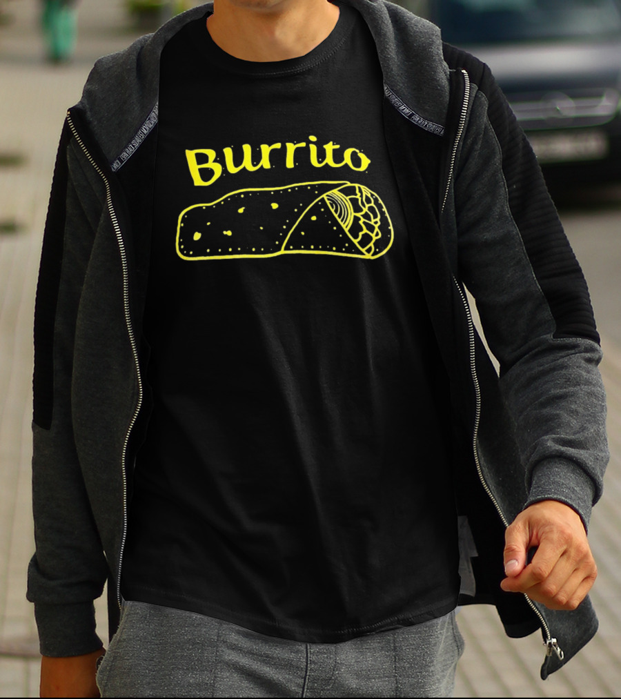 Burrito Sketch Yellow Food T-Shirt