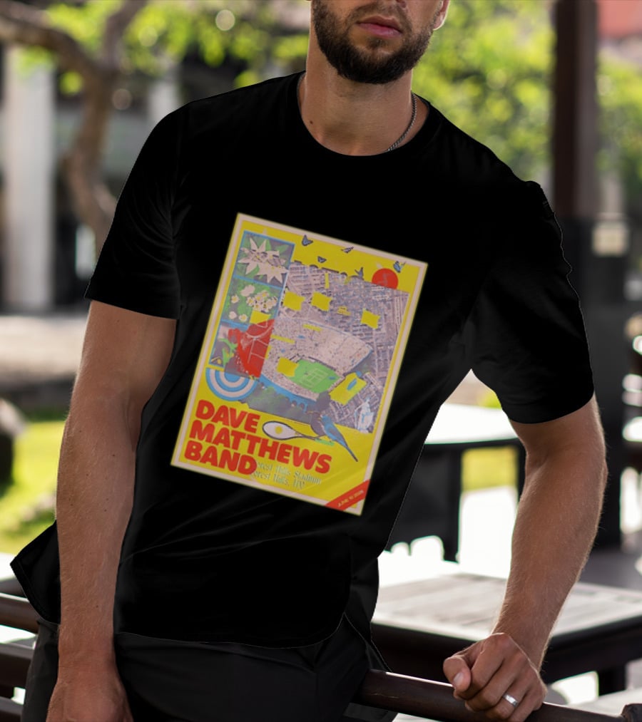 Dave Matthews Band Forest Hills NY 2026 Stadium June 10 Art Collage Stadium Map And Bird T-Shirt