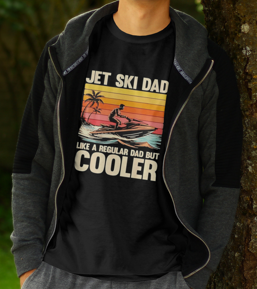 Jet Ski Dad Like A Regular Dad But Cooler Tropical Sunset Adventure T-Shirt