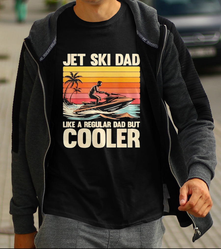 Jet Ski Dad Like A Regular Dad But Cooler Tropical Sunset Adventure T-Shirt