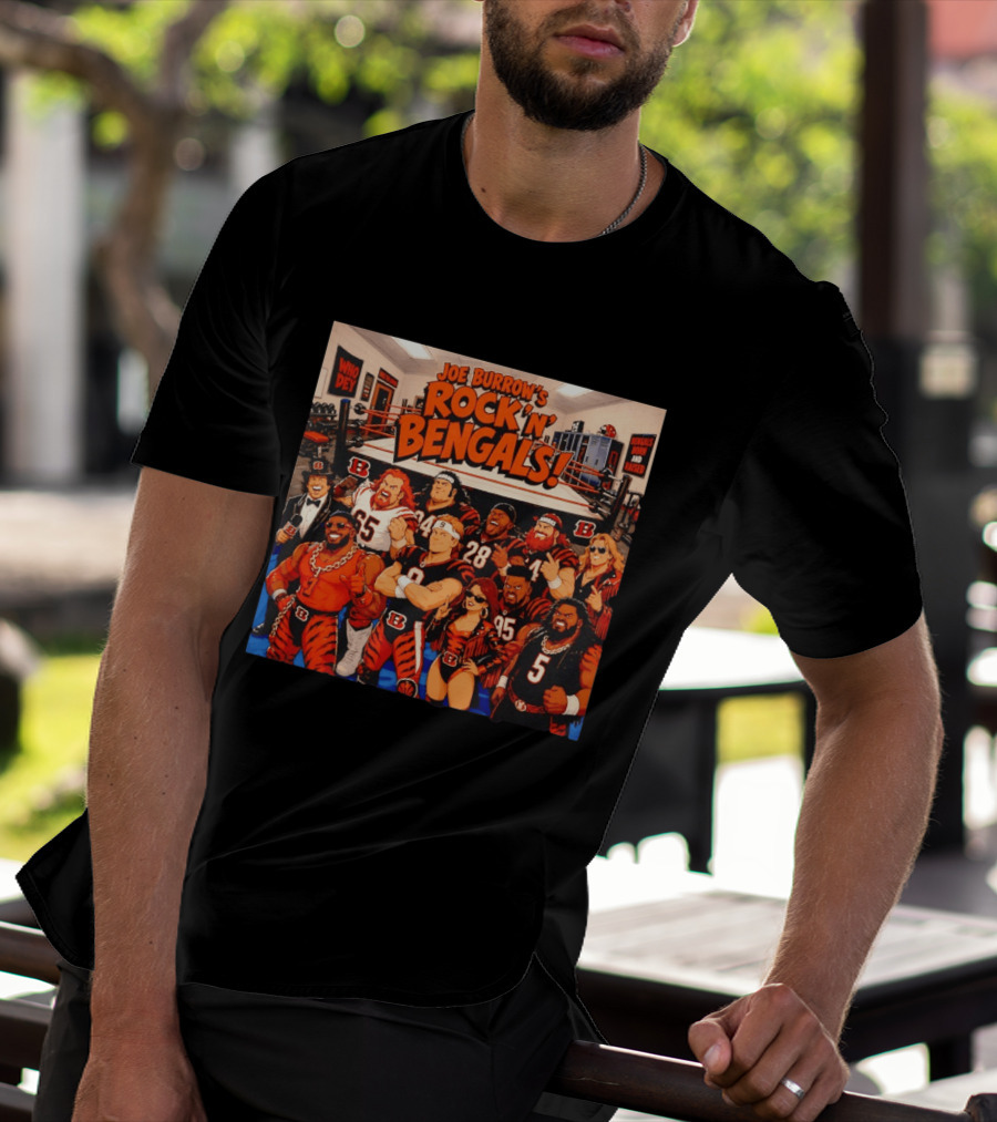 Joe Burrow's Rock 'N' Bengals Who Dey Cincinnati Bengals Born And Raised T-Shirt