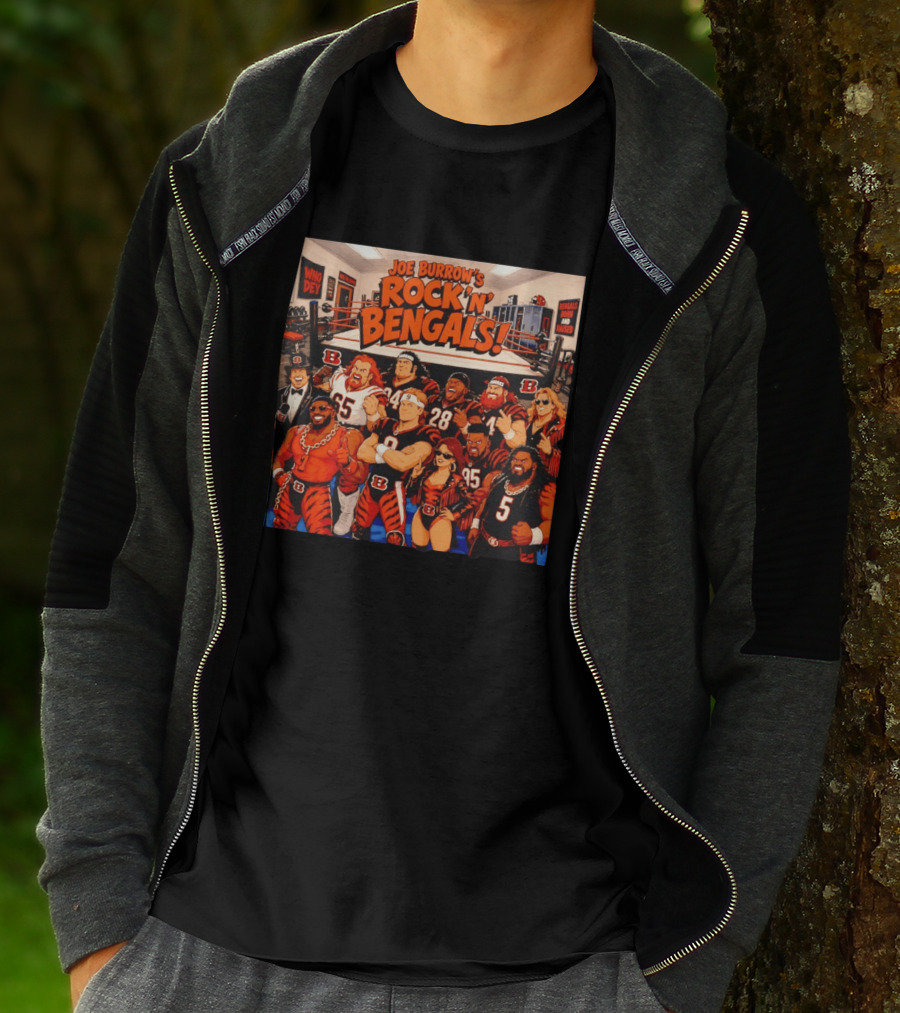 Joe Burrow's Rock 'N' Bengals Who Dey Cincinnati Bengals Born And Raised T-Shirt