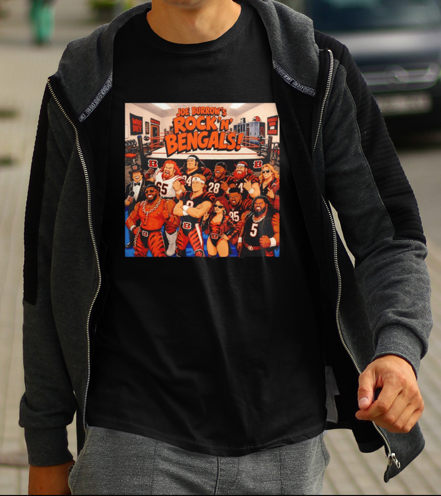 Joe Burrow's Rock 'N' Bengals Who Dey Cincinnati Bengals Born And Raised T-Shirt