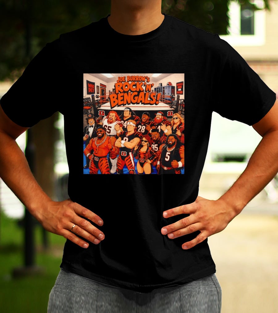 Joe Burrow's Rock 'N' Bengals Who Dey Cincinnati Bengals Born And Raised T-Shirt