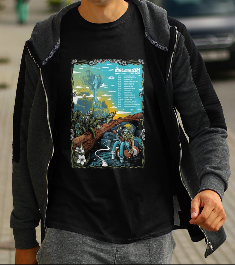 Moe.mentum Tour 2026 Dates With Surreal Nature Imagery And Character In Chill Scene T-Shirt