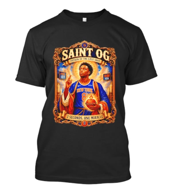 Saint OG Anunoby Patron Of The Last Shot New York Knicks 2 Seconds One Miracle T-Shirt