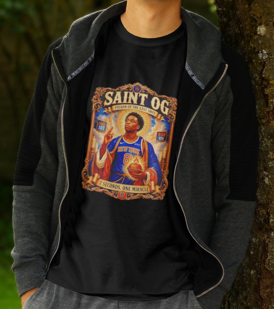 Saint OG Anunoby Patron Of The Last Shot New York Knicks 2 Seconds One Miracle T-Shirt