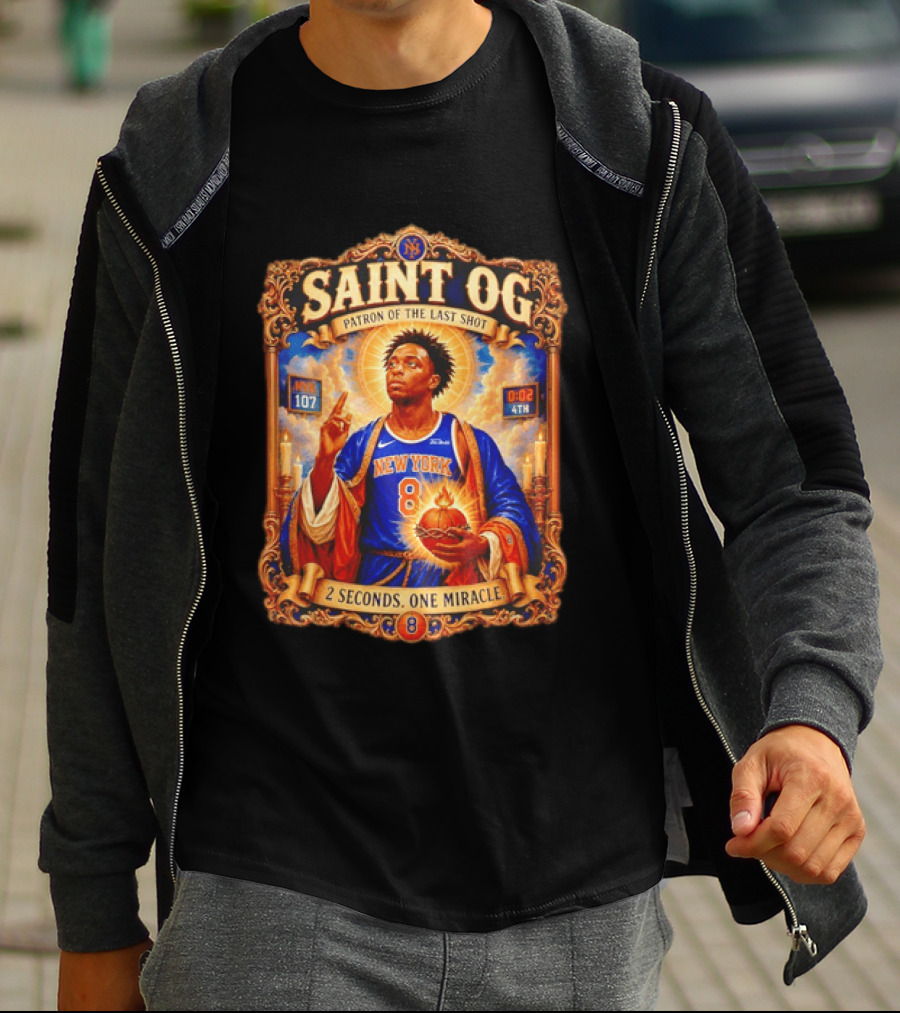 Saint OG Anunoby Patron Of The Last Shot New York Knicks 2 Seconds One Miracle T-Shirt