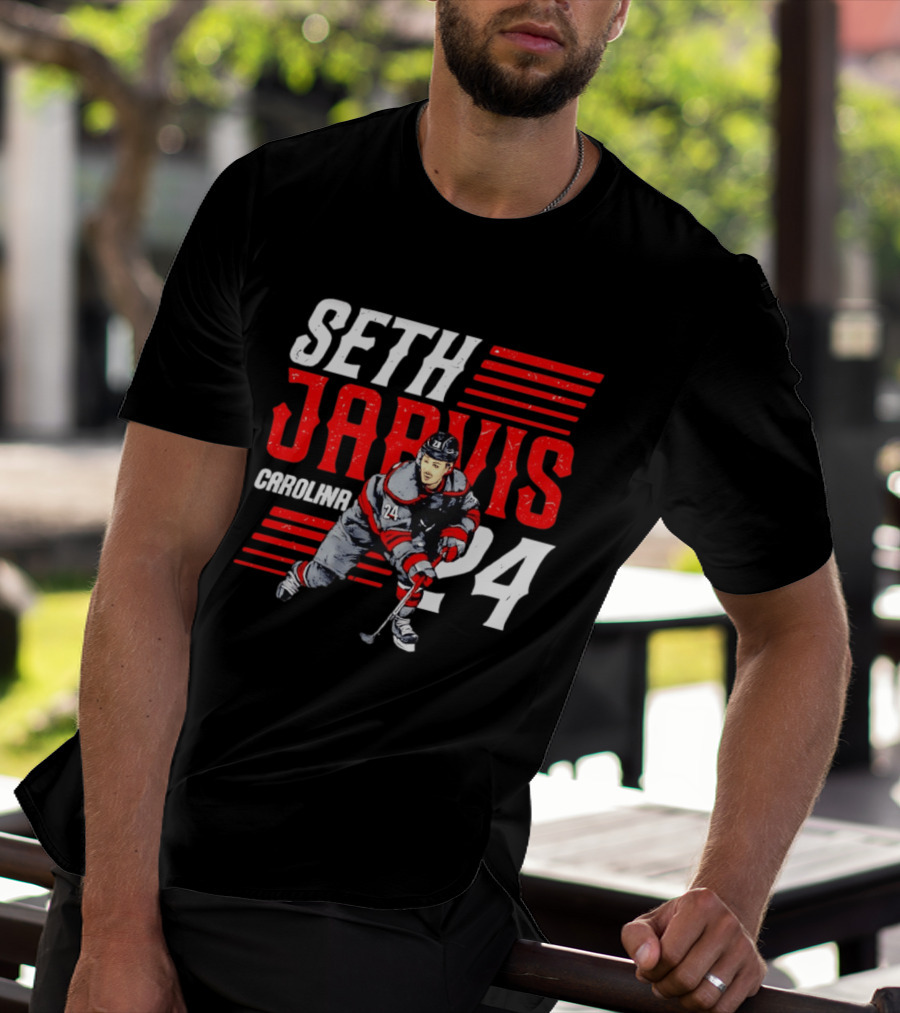Seth Jarvis 24 Carolina Hurricanes Hockey Player T-Shirt
