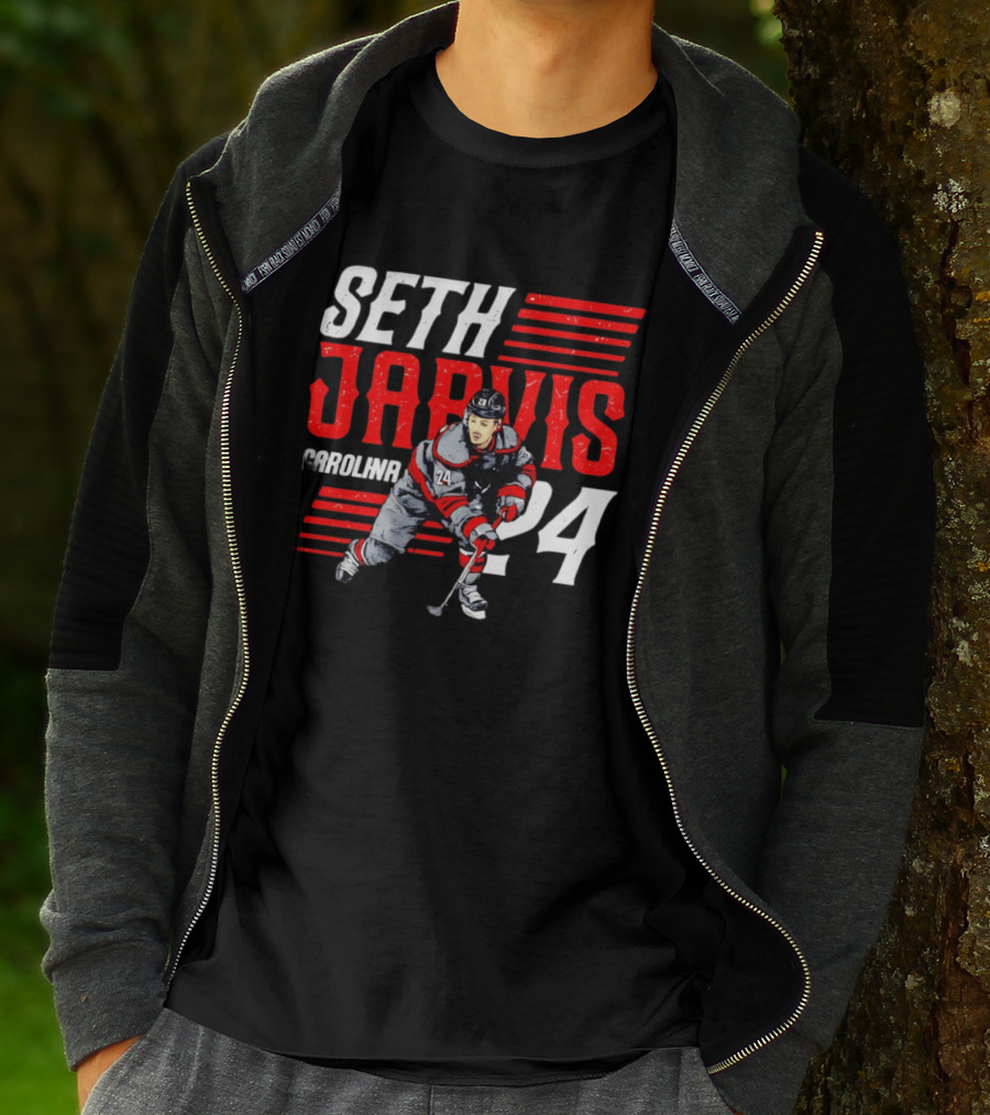 Seth Jarvis 24 Carolina Hurricanes Hockey Player T-Shirt