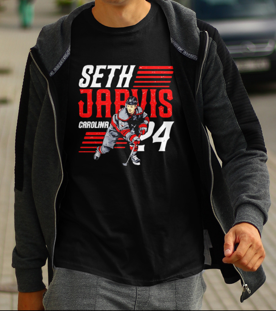 Seth Jarvis 24 Carolina Hurricanes Hockey Player T-Shirt