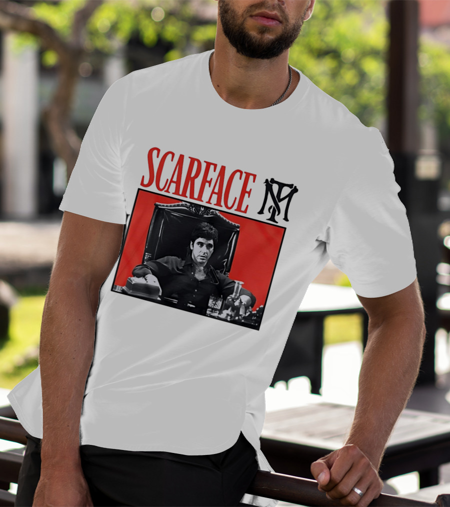 Scarface Tony Montana Al Pacino Iconic Scene Red T-Shirt