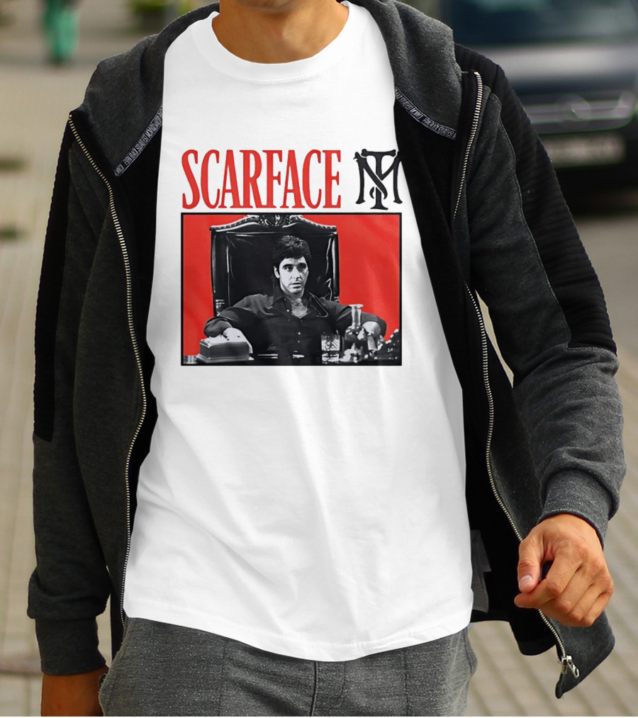 Scarface Tony Montana Al Pacino Iconic Scene Red T-Shirt