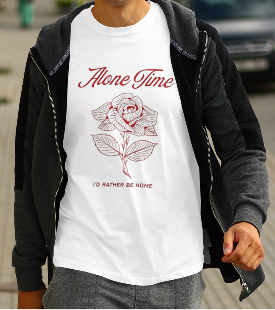 Alone Time I'd Rather Be Home Floral Rose T-Shirt