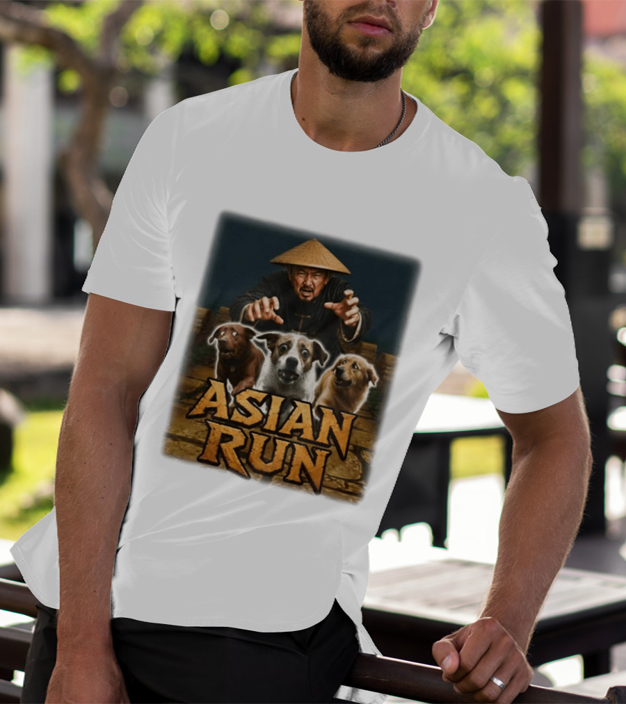 Asian Run Dogs With Traditional Hat Man T-Shirt