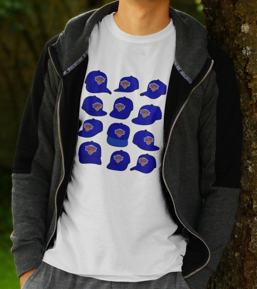 New York Knicks Blue Caps Collection With Iconic Basketball Team T-Shirt