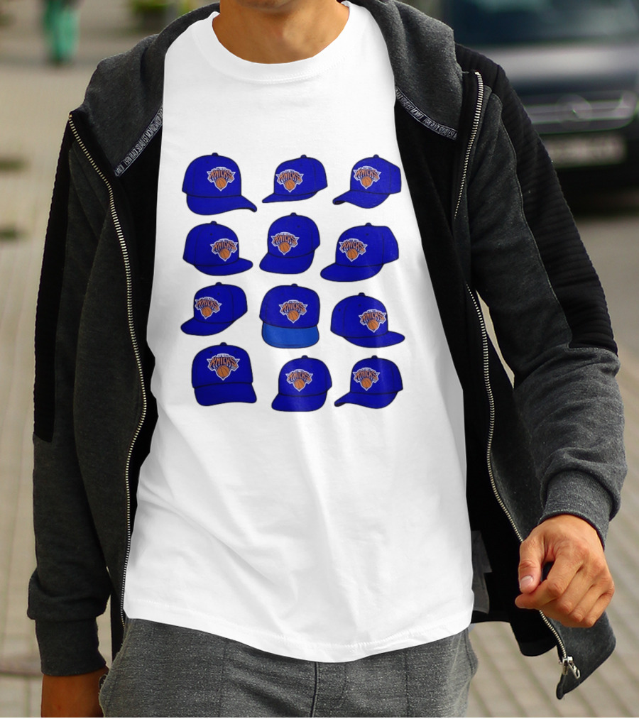 New York Knicks Blue Caps Collection With Iconic Basketball Team T-Shirt